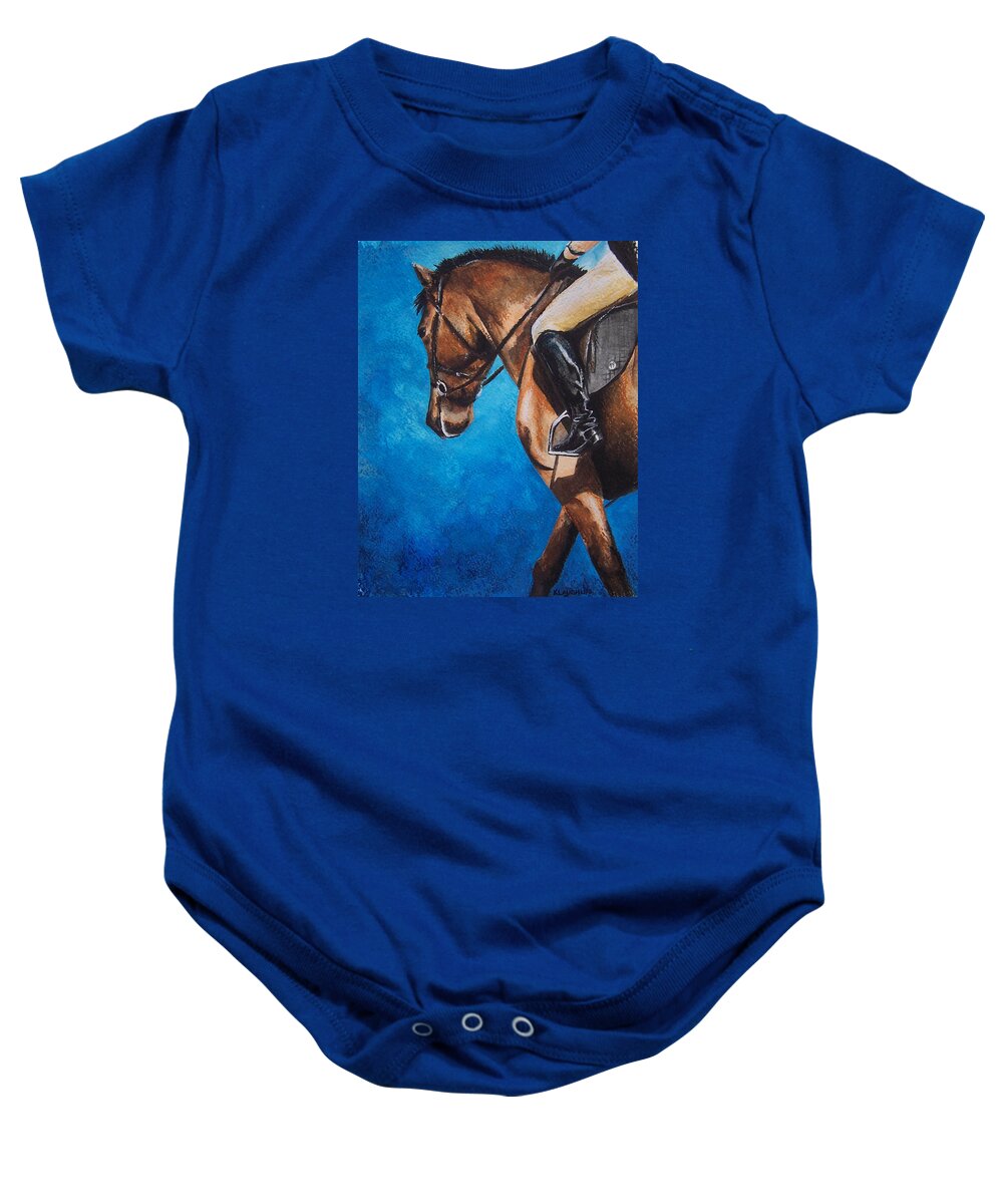 Dressage Baby Onesie featuring the painting The Warm Up by Kathy Laughlin