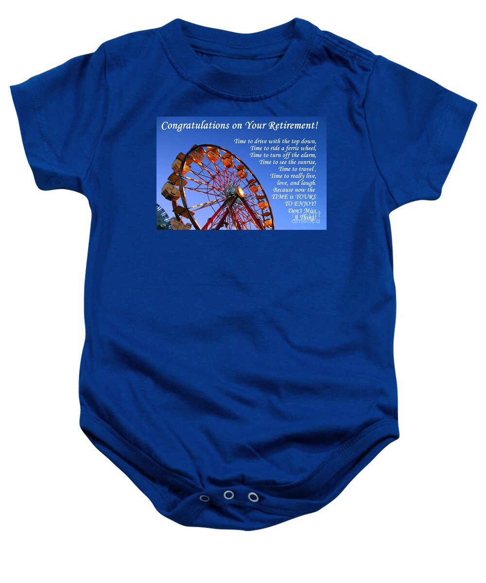 Ferris Wheel Greeting Cards Baby Onesie featuring the photograph Time to Retire by Kathy White