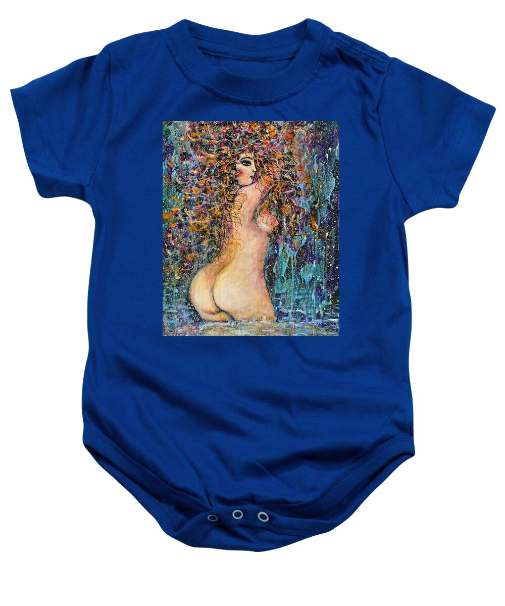 Nude Baby Onesie featuring the painting Waterfall Nude by Natalie Holland