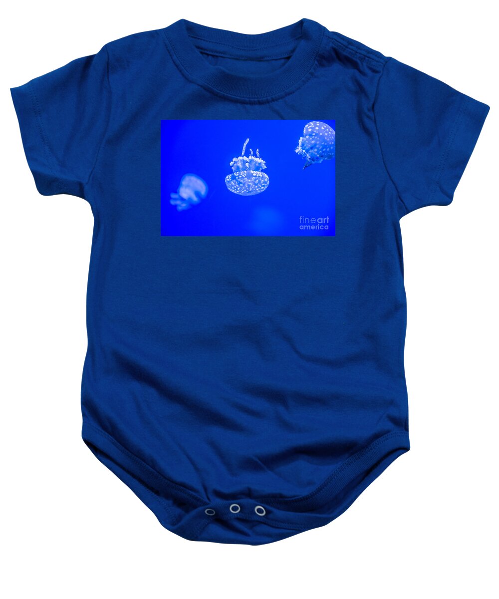  Salt Water Baby Onesie featuring the photograph White Jelly Fish by Cheryl Baxter