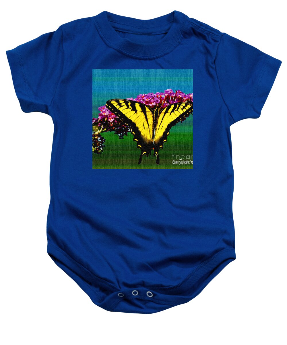 Texture Baby Onesie featuring the photograph Yellow Swallowtail Butterfly by Carol F Austin