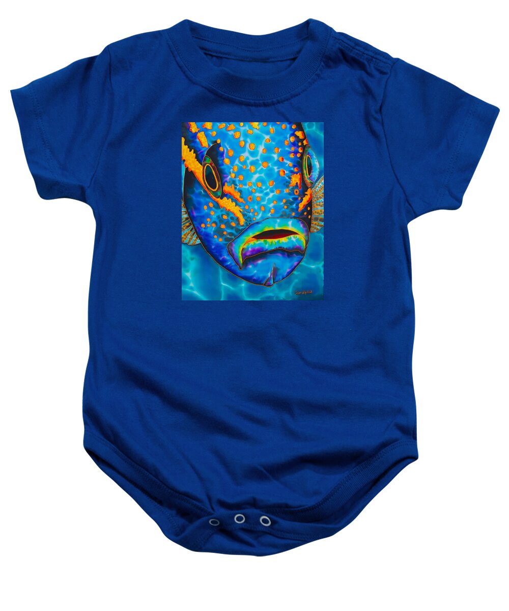 Yellowtail Snapper Baby Onesie featuring the painting Yellowtail Snapper by Daniel Jean-Baptiste