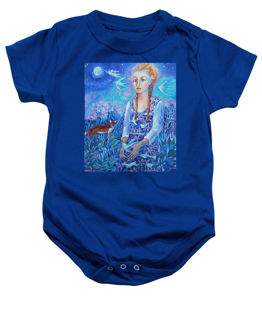 Retro Baby Onesie featuring the painting You Are a Child of the Universe by Trudi Doyle