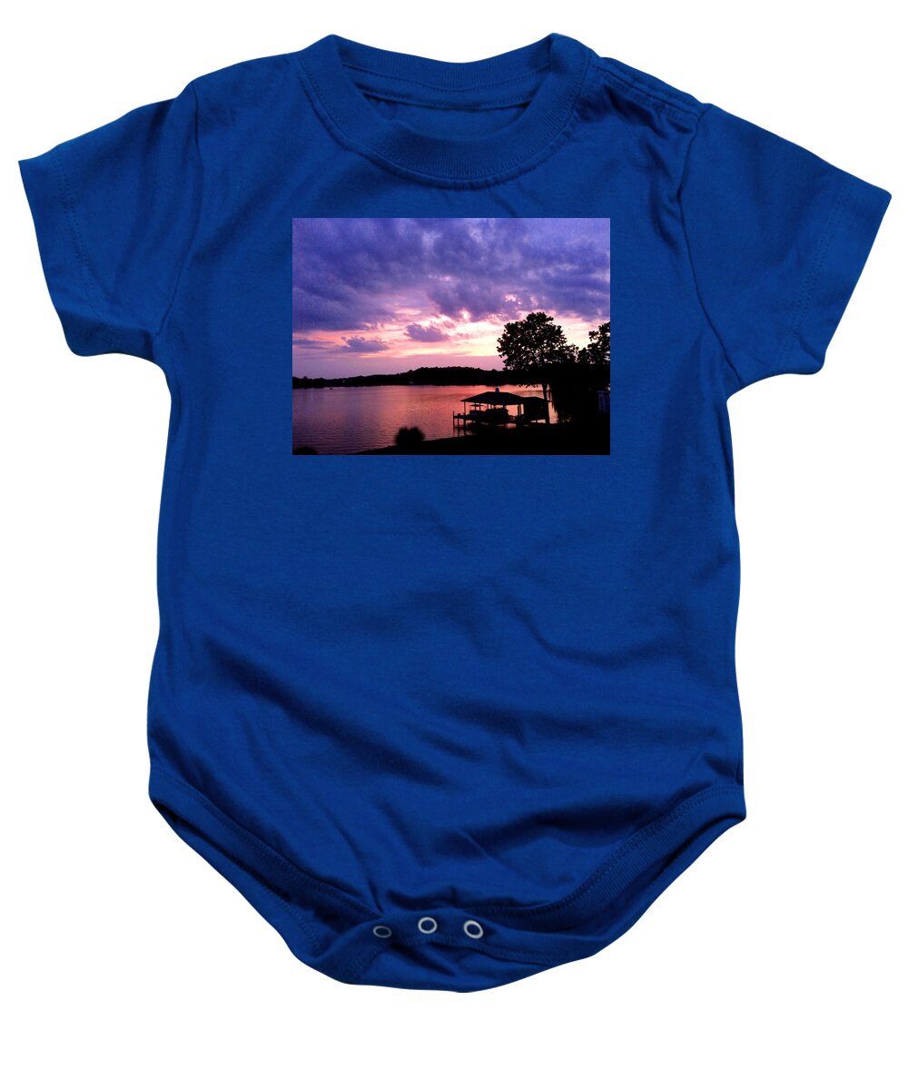 Sky Baby Onesie featuring the photograph Purple Haze #1 by Jean Macaluso