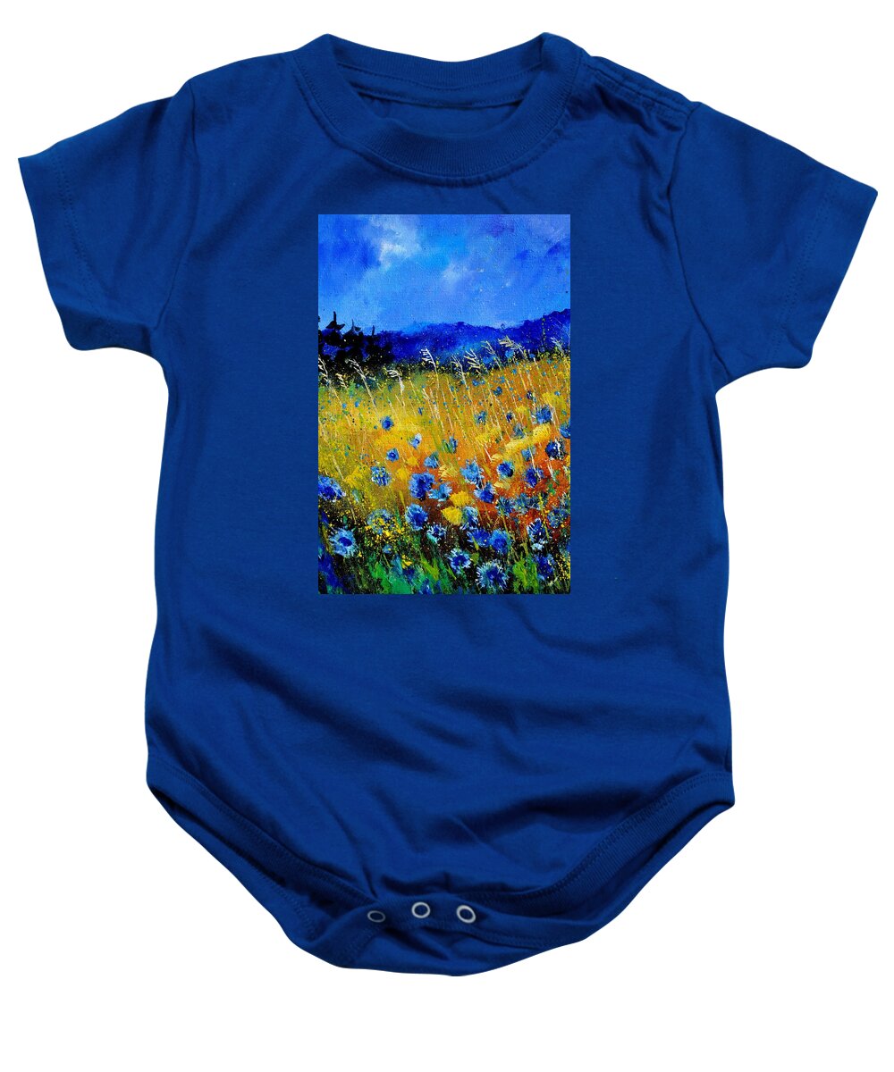 Flowers Baby Onesie featuring the painting Blue cornflowers #4 by Pol Ledent