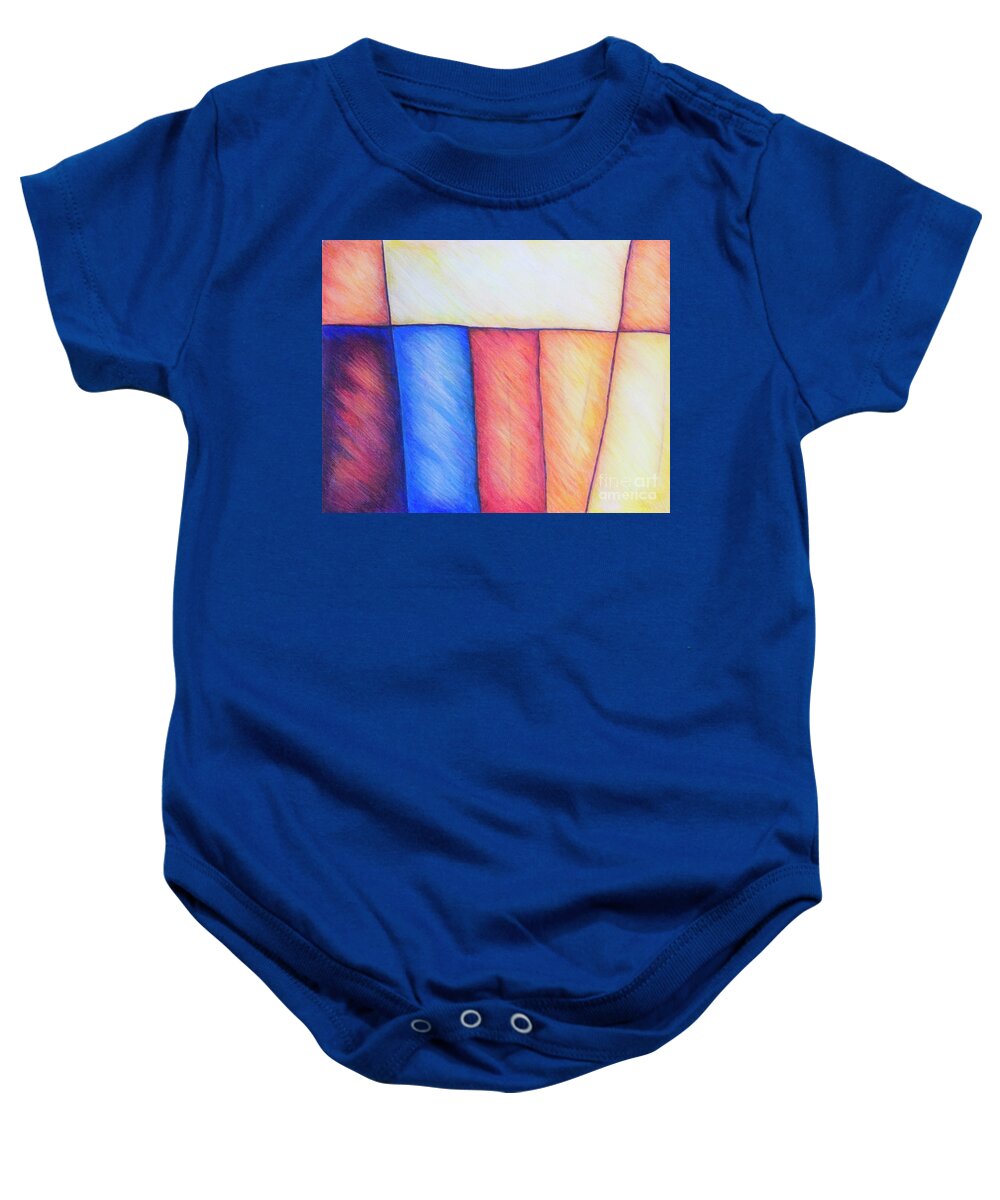 Orange Baby Onesie featuring the drawing Color Block by Danielle Scott