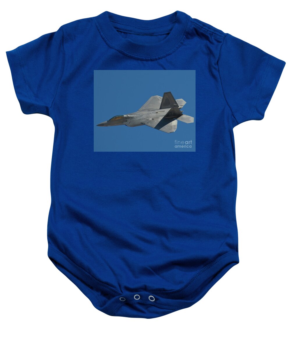 Northrop Baby Onesie featuring the photograph F-22 Lightning 2 fighter by Tim Mulina