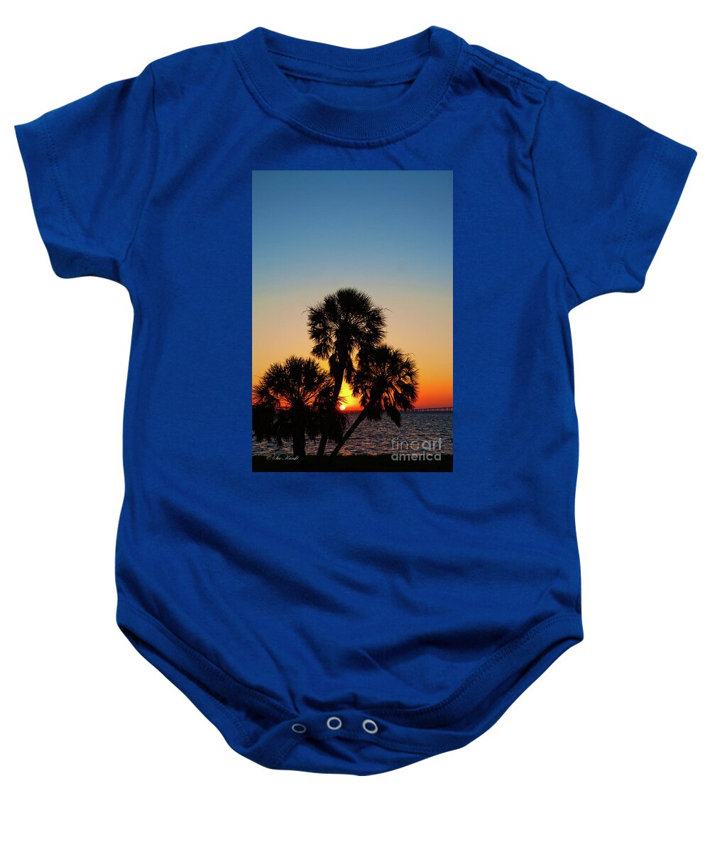 Fort Desoto Baby Onesie featuring the photograph FL Sunrise by Sue Karski