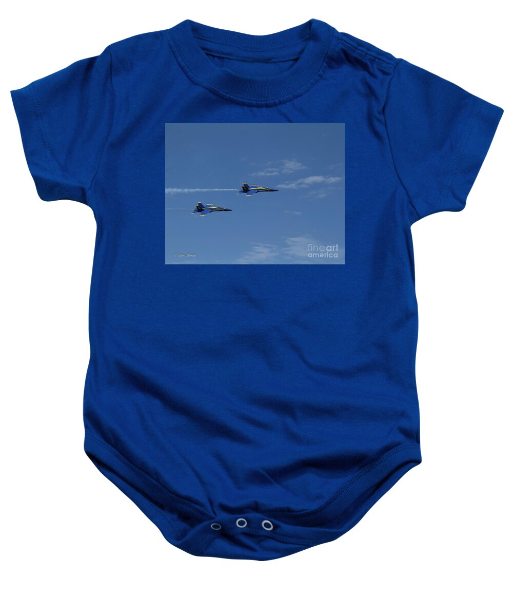 Airshow Baby Onesie featuring the photograph Follow Me by Sue Karski