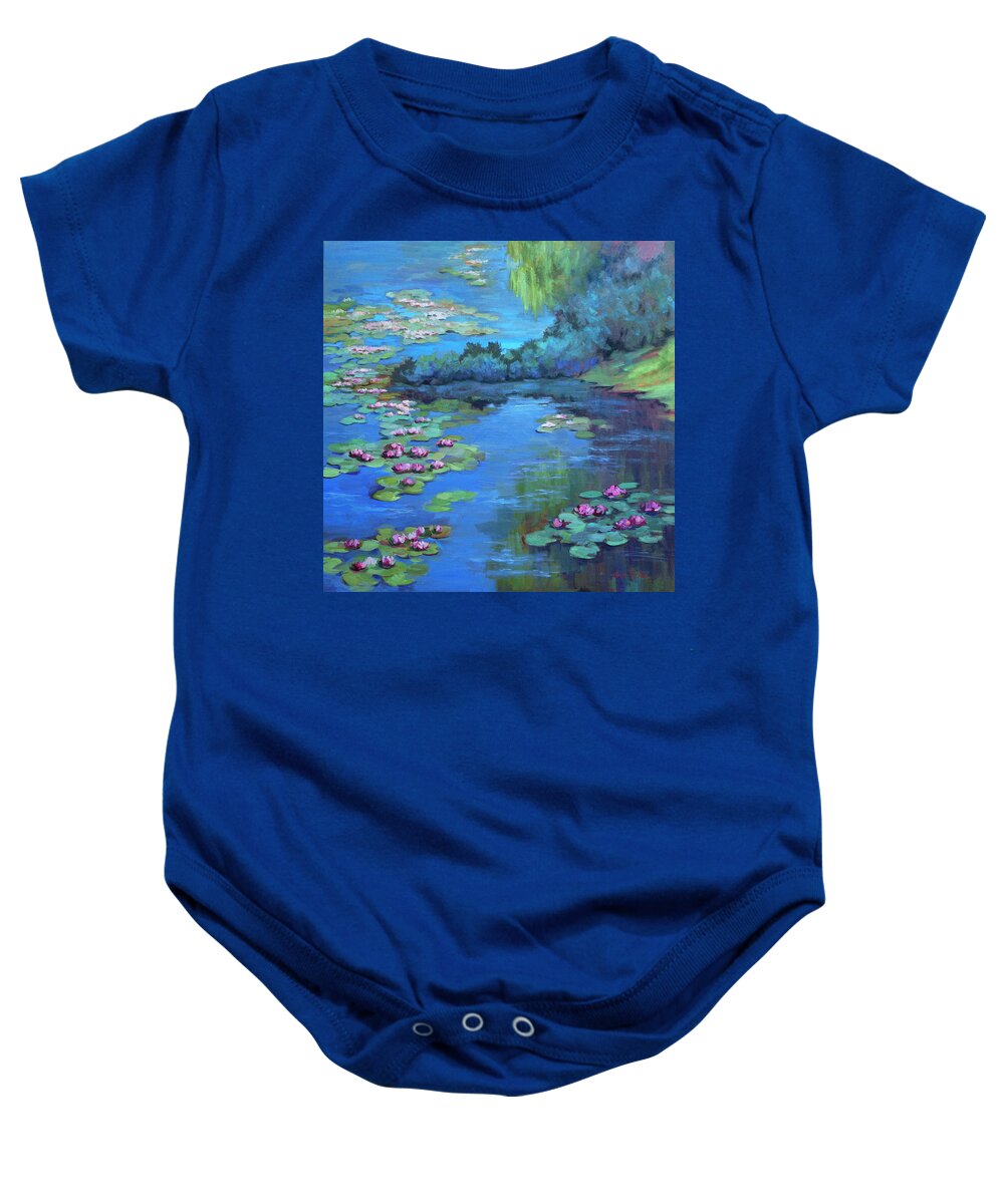 Monet's Garden Baby Onesie featuring the painting Monet's Garden by Diane McClary