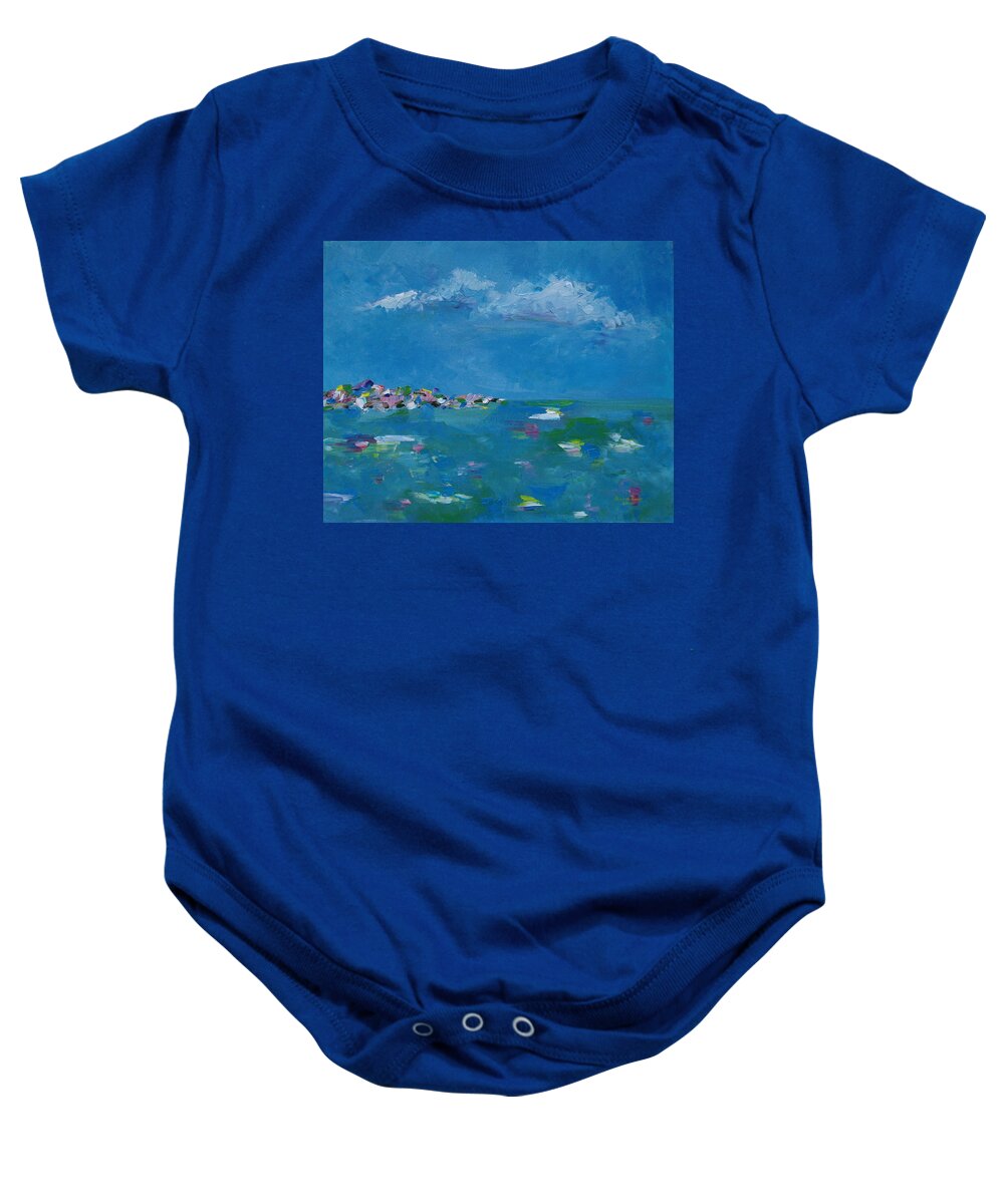 Abstract Baby Onesie featuring the painting Ocean Delight by Judith Rhue