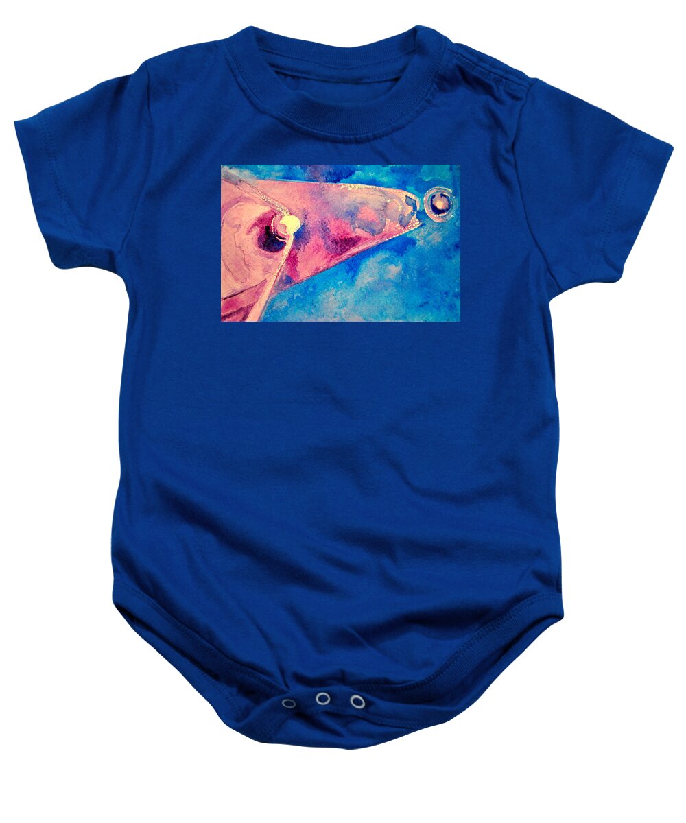 Umphrey's Mcgee Baby Onesie featuring the painting Pink on Blue by Patricia Arroyo