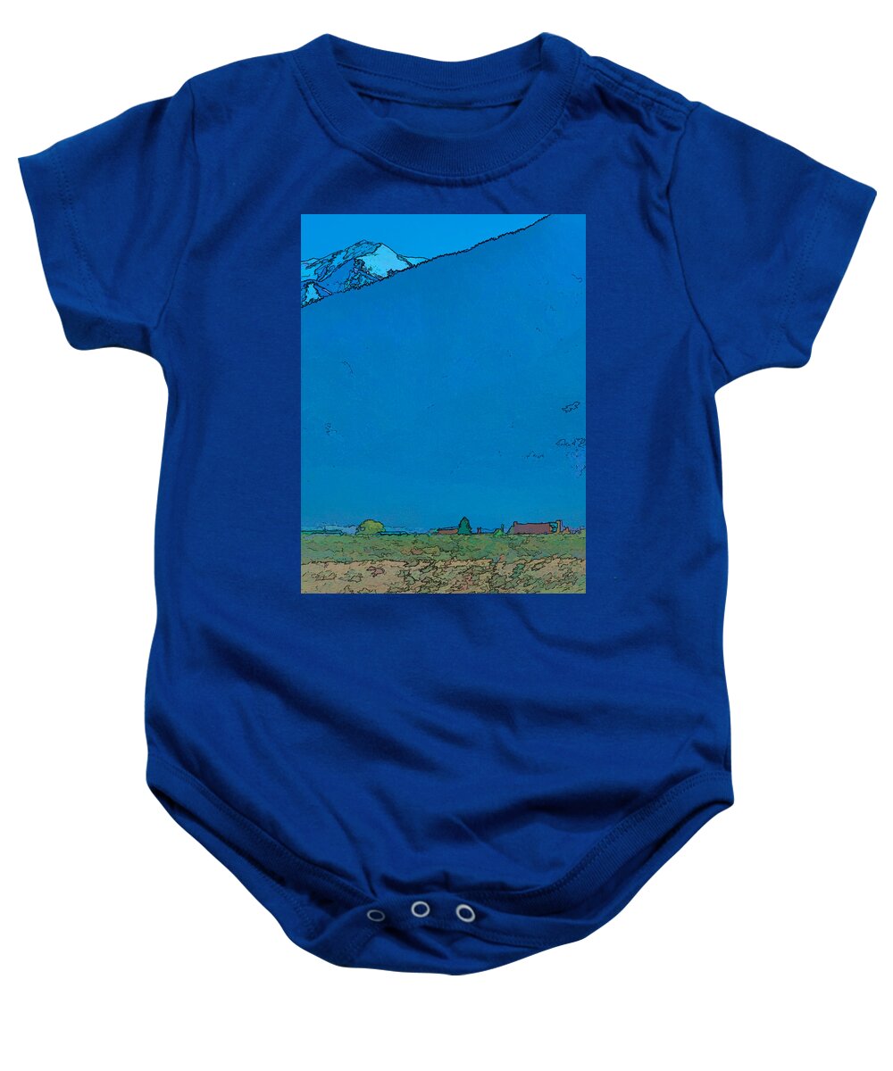 Santa Baby Onesie featuring the digital art Taos mountain in blue by Charles Muhle