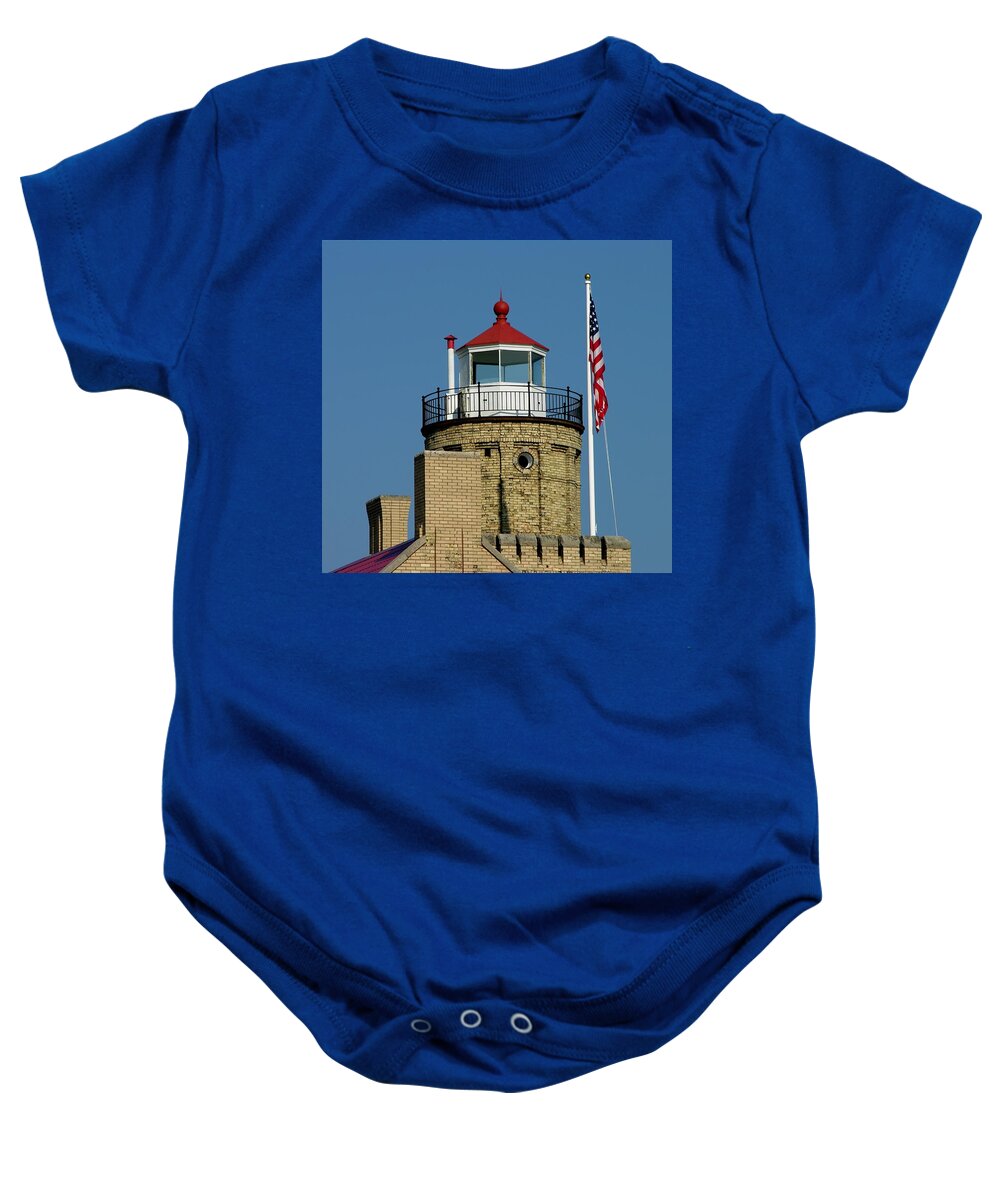 Lighthouse Baby Onesie featuring the photograph Top of the Lighthouse by Keith Stokes