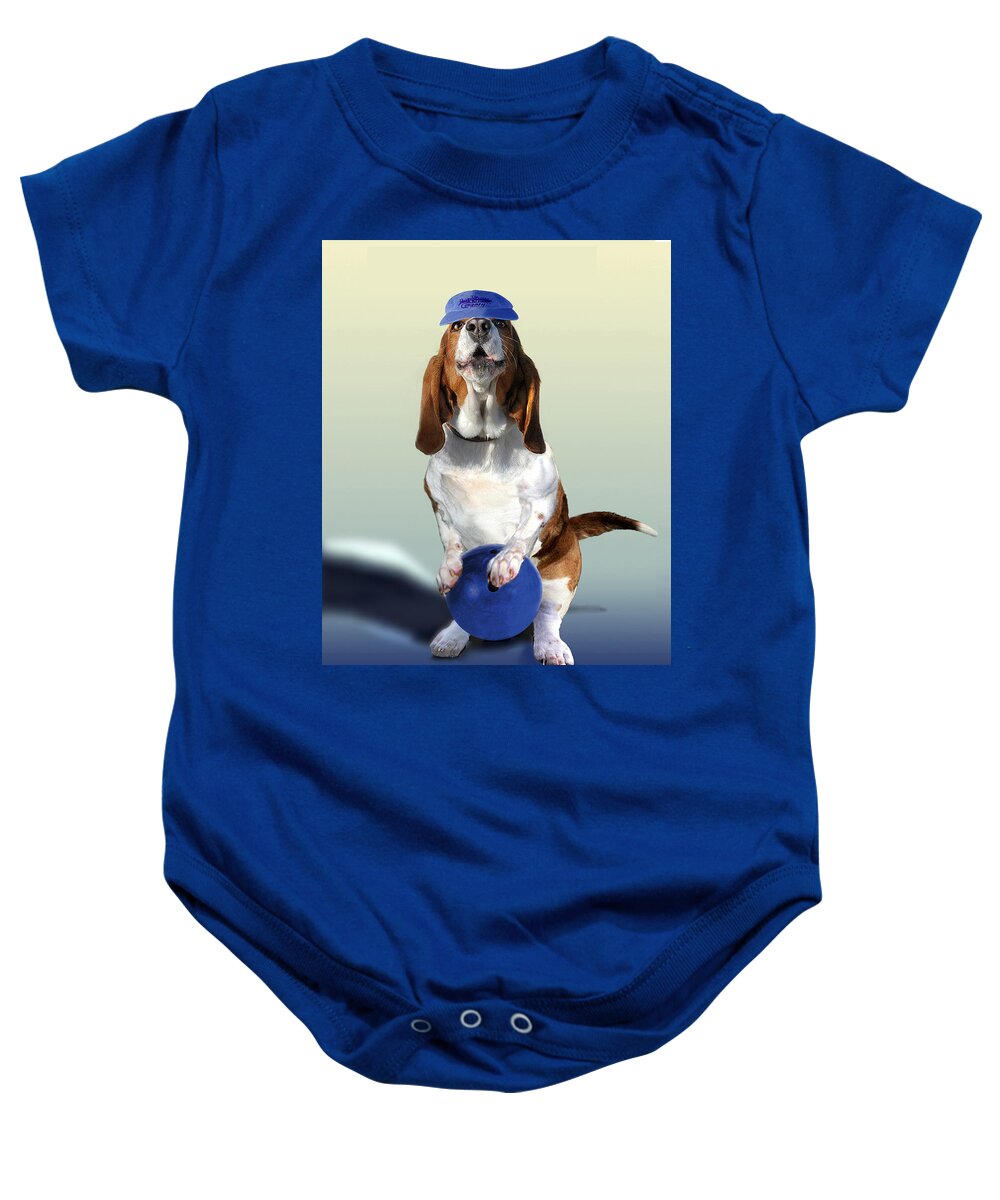 Animal Baby Onesie featuring the painting Bowling Hound by Regina Femrite