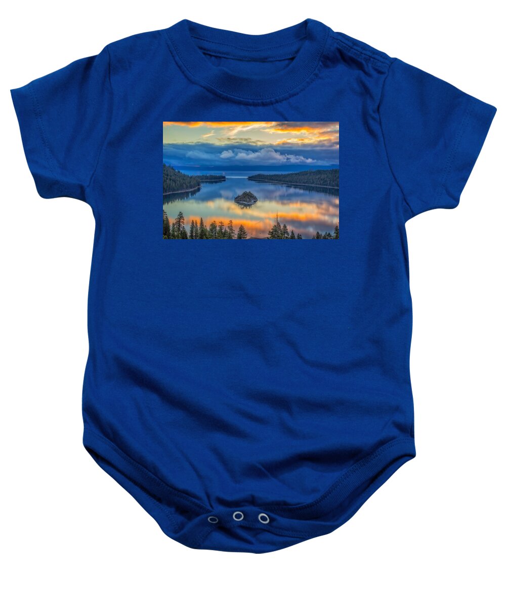 Landscape Baby Onesie featuring the photograph Cloud Reflection at Emerald Bay #1 by Marc Crumpler
