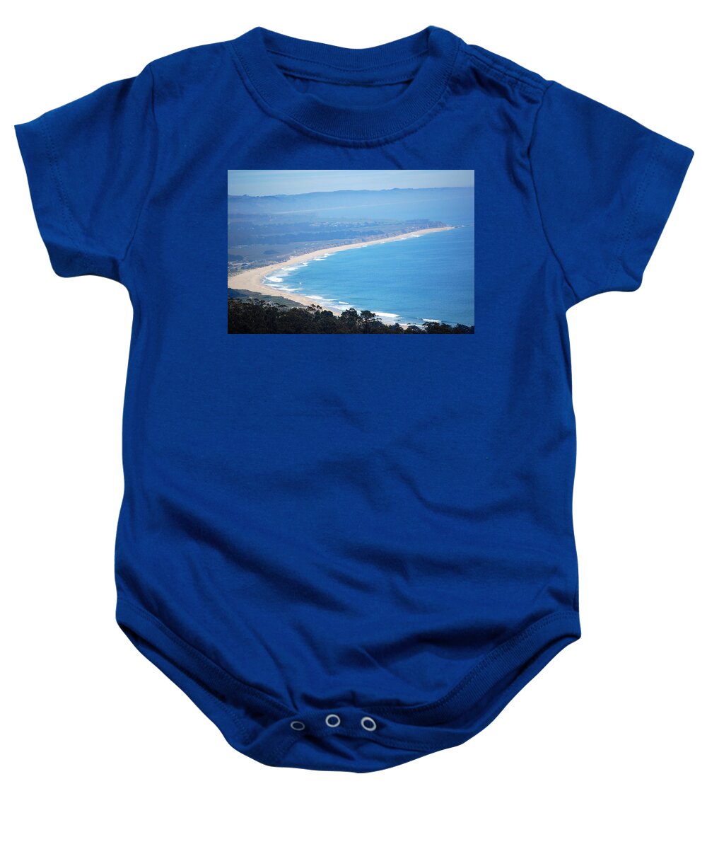 Half Moon Bay Baby Onesie featuring the photograph Looking Down On Half Moon Bay #1 by Carolyn Donnell