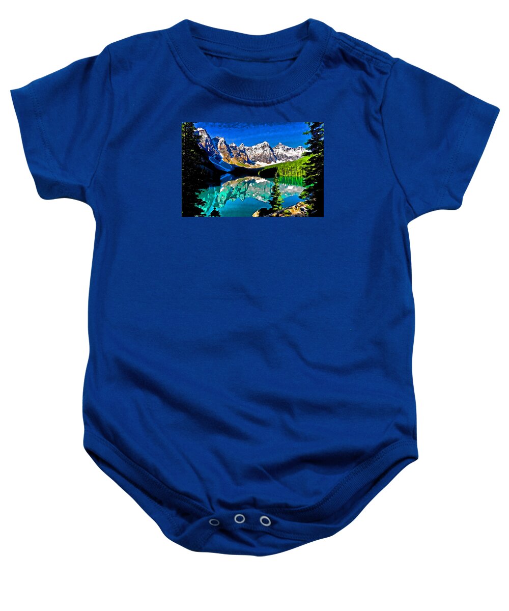 Canada Baby Onesie featuring the photograph Moraine Lake #1 by Dennis Cox