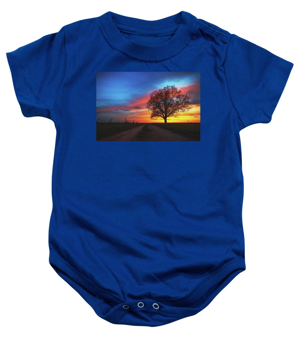 Tree Baby Onesie featuring the photograph Sunset #1 by Marc Braner