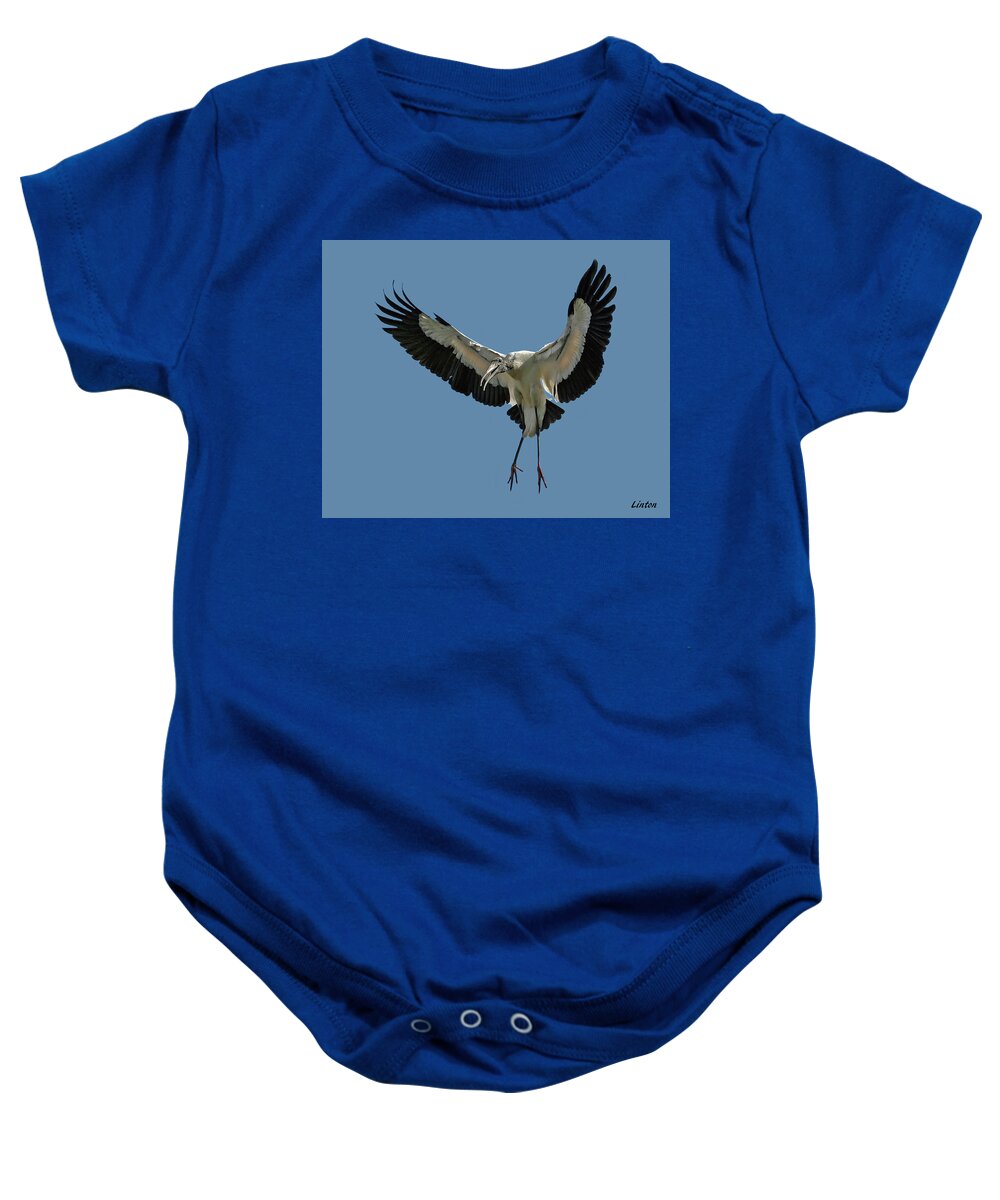 Wood Stork Baby Onesie featuring the photograph Wood Stork by Larry Linton