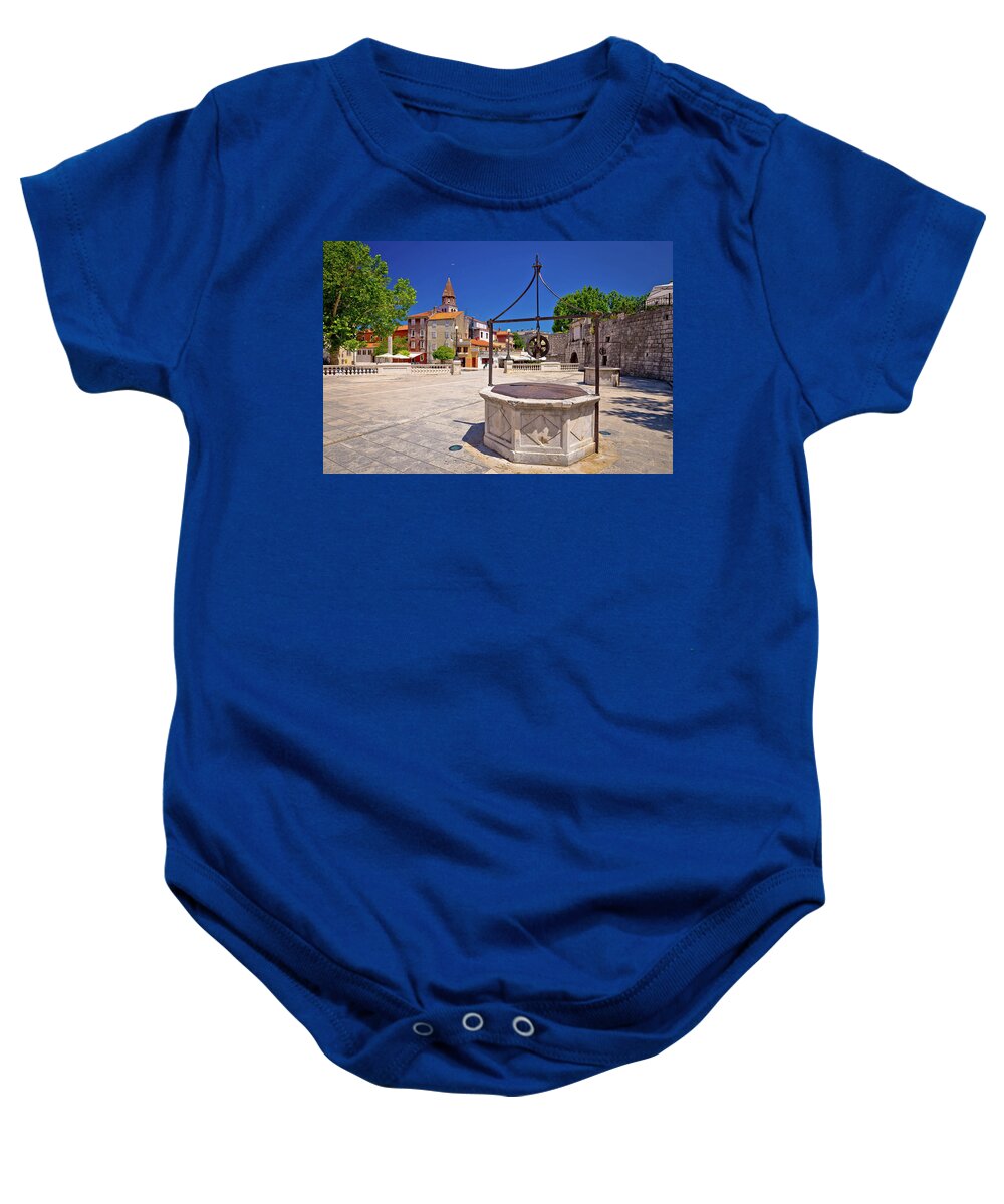 Zadar Baby Onesie featuring the photograph Zadar Five wells square and historic architecture view #2 by Brch Photography