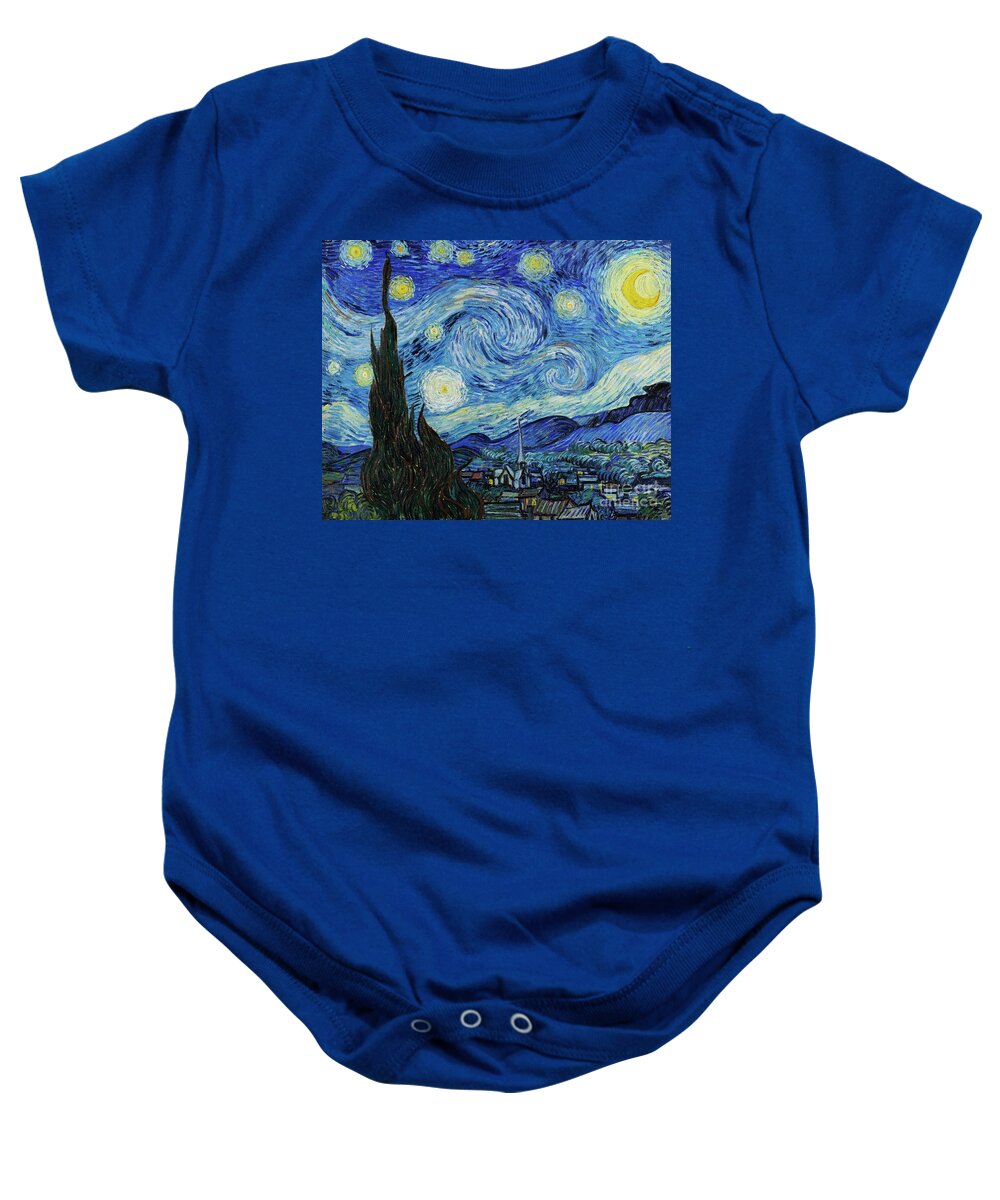 #faatoppicks Baby Onesie featuring the painting The Starry Night by Van Gogh by Vincent Van Gogh