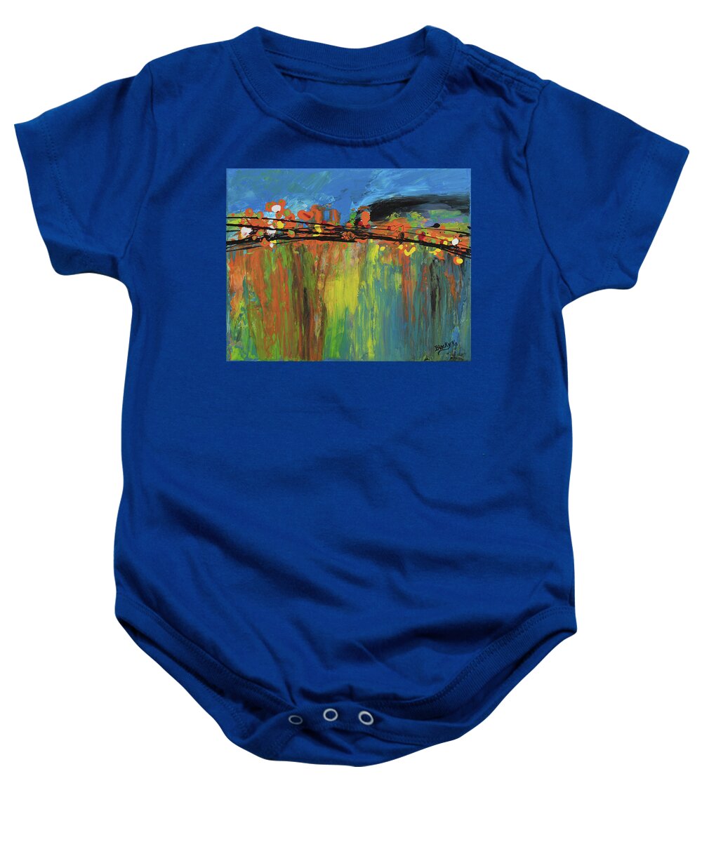 Bold Abstract Baby Onesie featuring the painting A Brilliant Reflection by Donna Blackhall