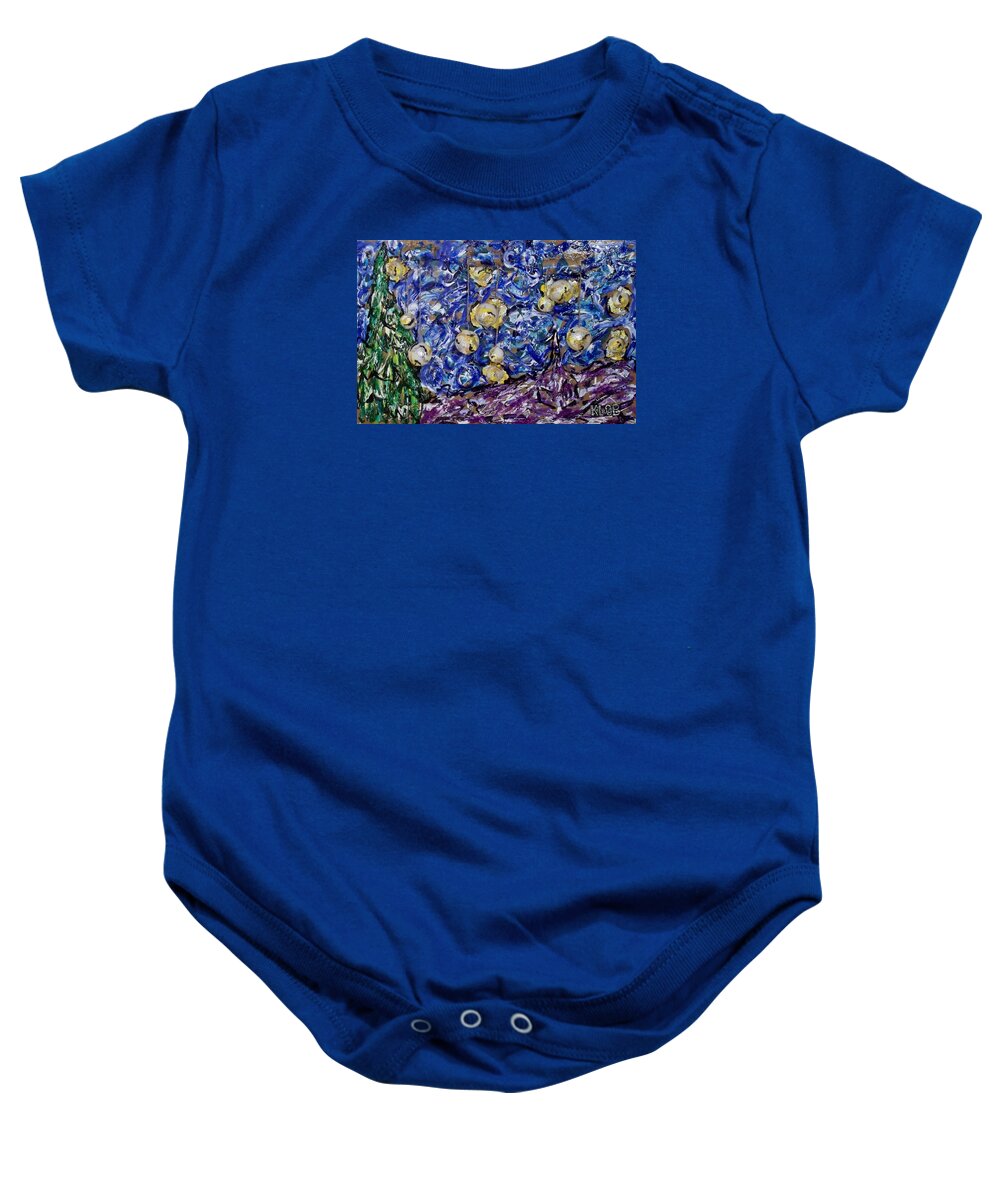 Starry Night Baby Onesie featuring the painting A Starry Evening in 2016 figurative departure by Kevin OBrien