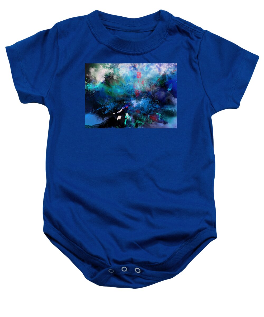 Abstract Digital Baby Onesie featuring the painting Abstract Improvisation by Wolfgang Schweizer