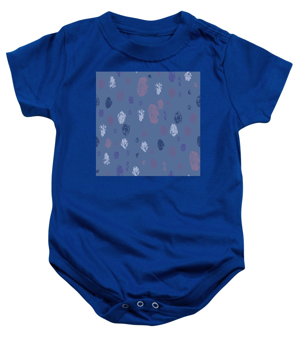 Blue Baby Onesie featuring the digital art Abstract Rain on Blue by April Burton