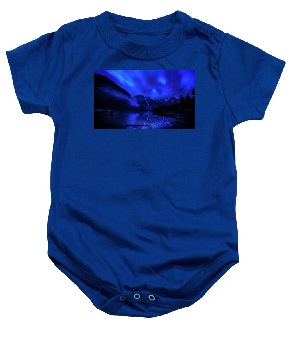 Moraine Lake Baby Onesie featuring the photograph After Midnight by John Poon