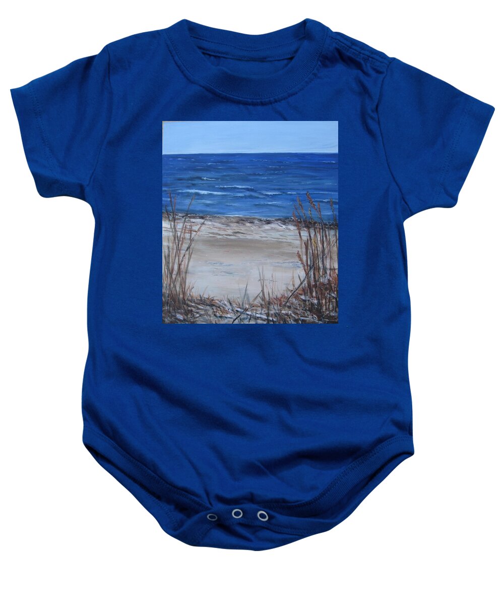 Beach Baby Onesie featuring the painting Another View of East Point Beach by Paula Pagliughi