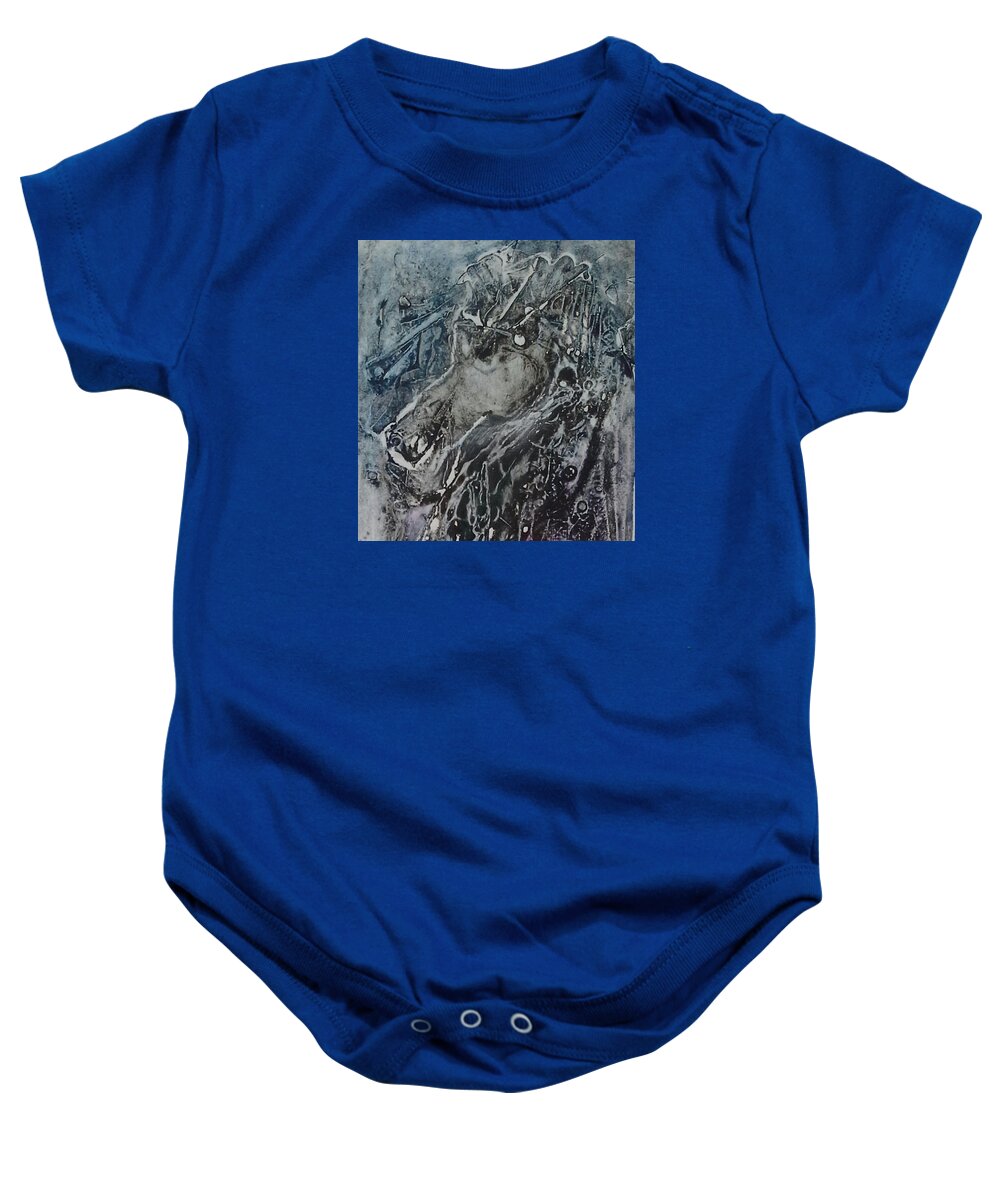 Horese Baby Onesie featuring the painting Horse-man by Ilona Petzer