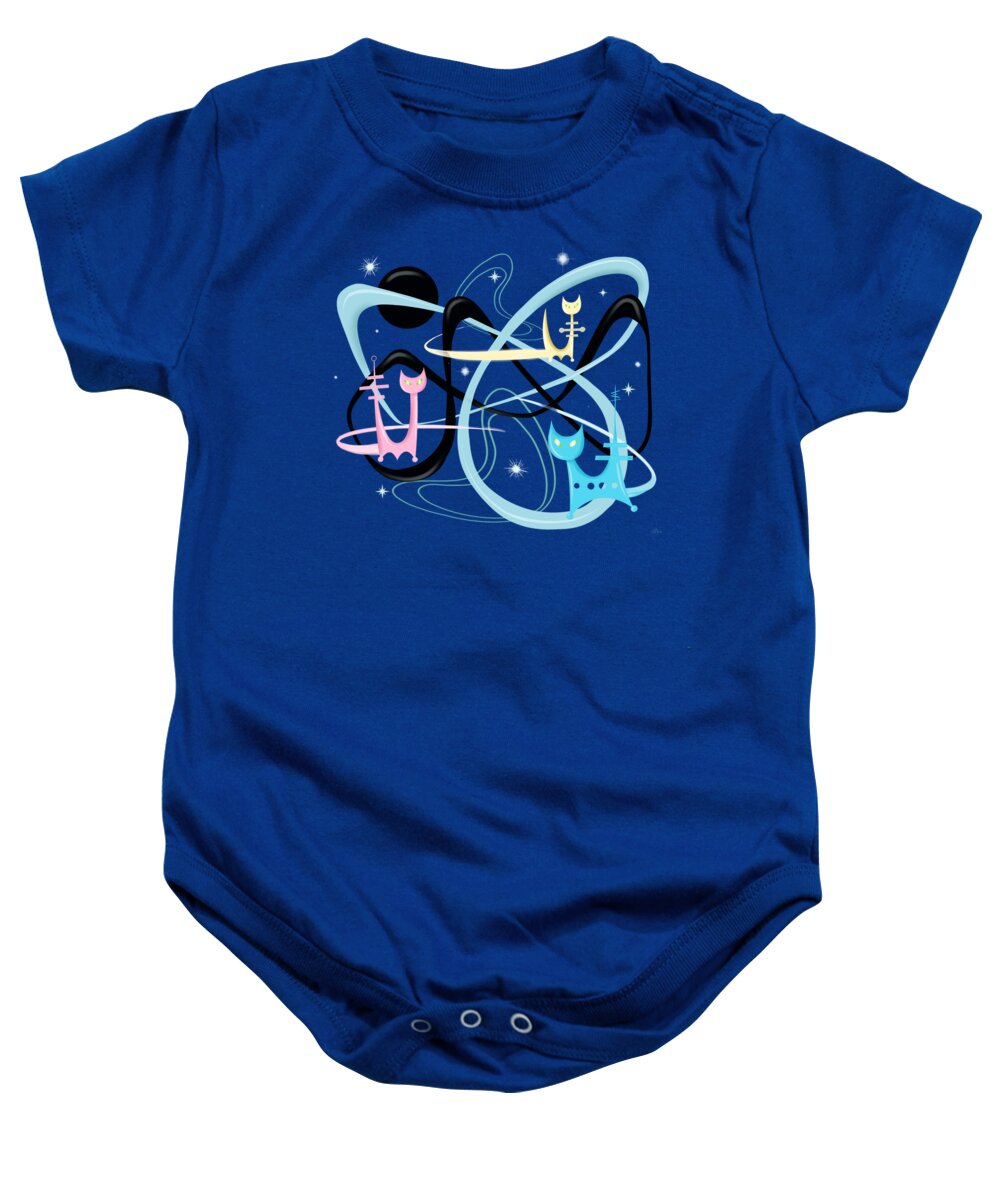 Paintin Baby Onesie featuring the painting Atomic Rocket Cats In Space by Little Bunny Sunshine