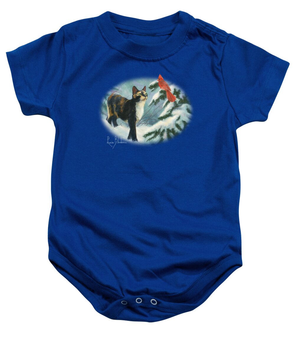 Cat Baby Onesie featuring the painting Attentive by Lucie Bilodeau