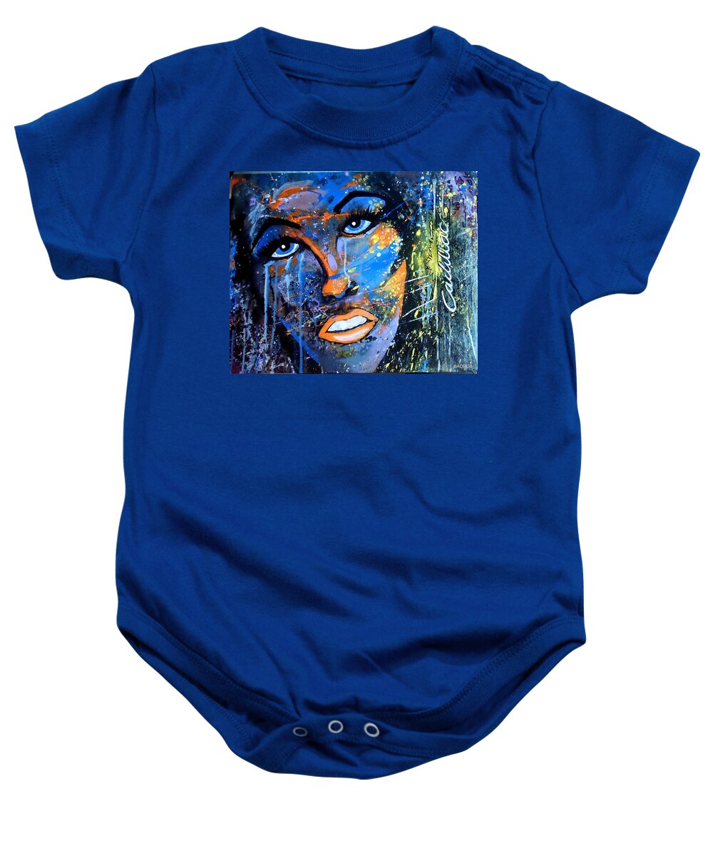 Painted Girl Baby Onesie featuring the painting Badfocus by Robert Francis