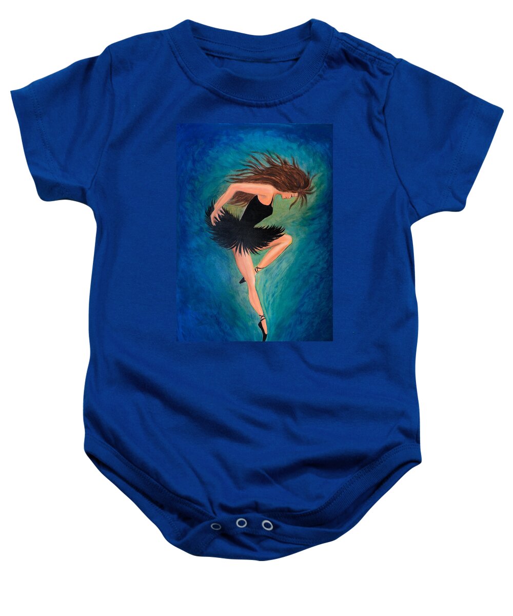 Ballerina Baby Onesie featuring the painting Ballerina Dancer by Lilia D
