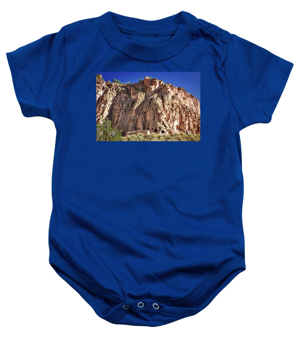 Bandelier Baby Onesie featuring the photograph Bandelier Cliff Dwellings #2 by Stuart Litoff