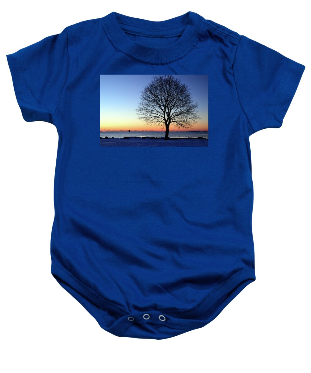 Great Baby Onesie featuring the photograph Bare Tree at Sunrise by James Kirkikis