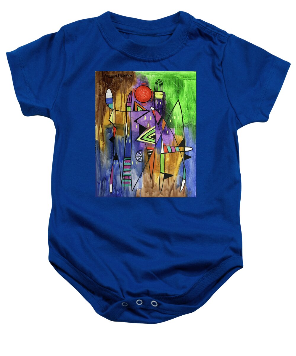 Abstract Baby Onesie featuring the painting Blood Moon Acts 2-20 by Anthony Falbo