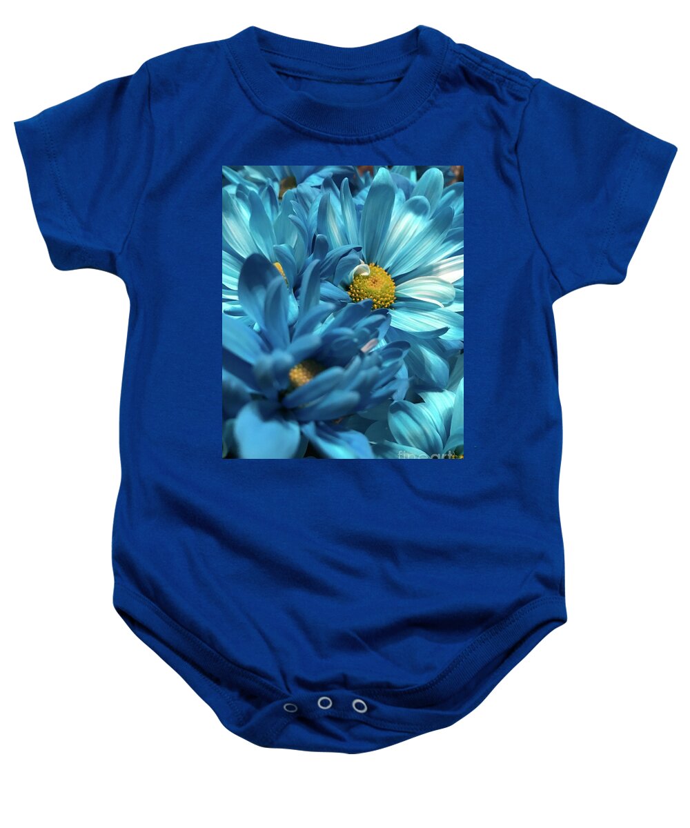 Blue Flower Baby Onesie featuring the photograph Blue Chrysanthemums by CAC Graphics