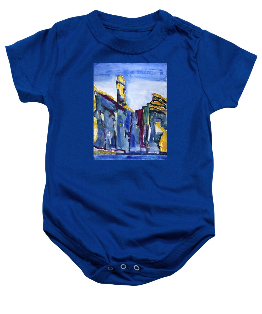  Baby Onesie featuring the painting Blue Cliffs, Sea and Sky by Kathleen Barnes