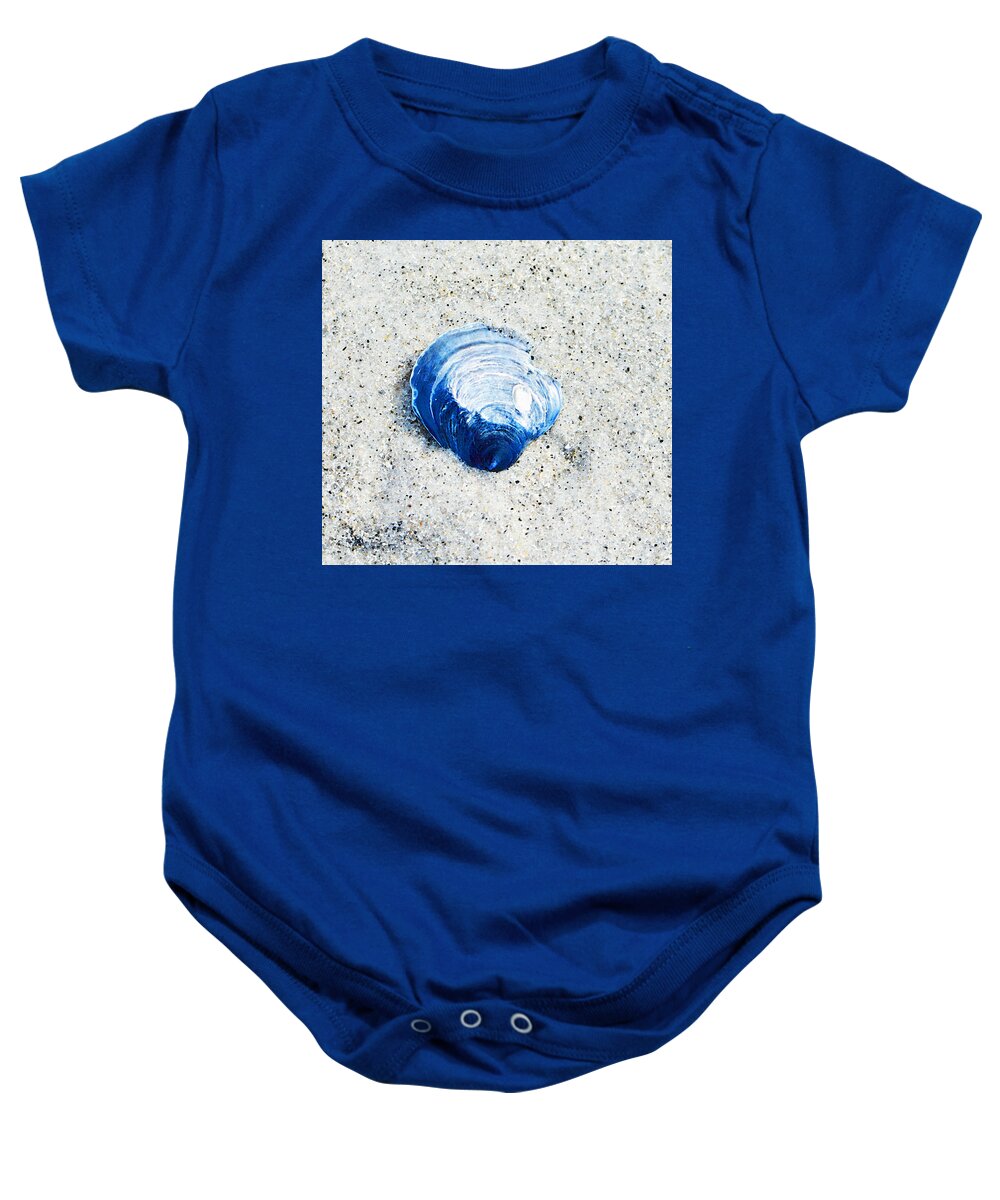 Blue Baby Onesie featuring the painting Blue Seashell By Sharon Cummings by Sharon Cummings