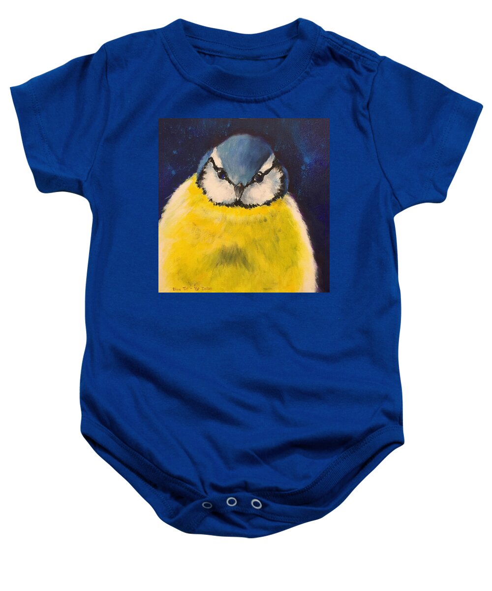 Blue Tit Baby Onesie featuring the painting Blue Tit by Pat Dolan
