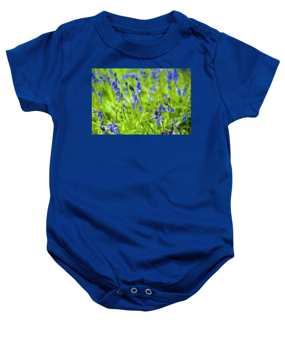 Bluebell Baby Onesie featuring the photograph Bluebells close-up. by John Paul Cullen