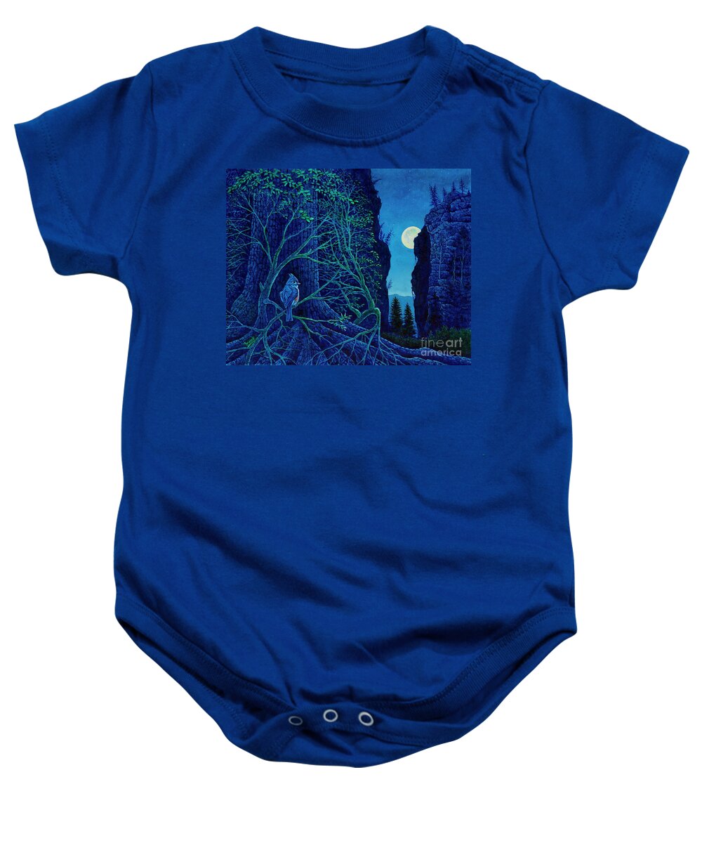 Bird Baby Onesie featuring the painting Bluejay by Michael Frank