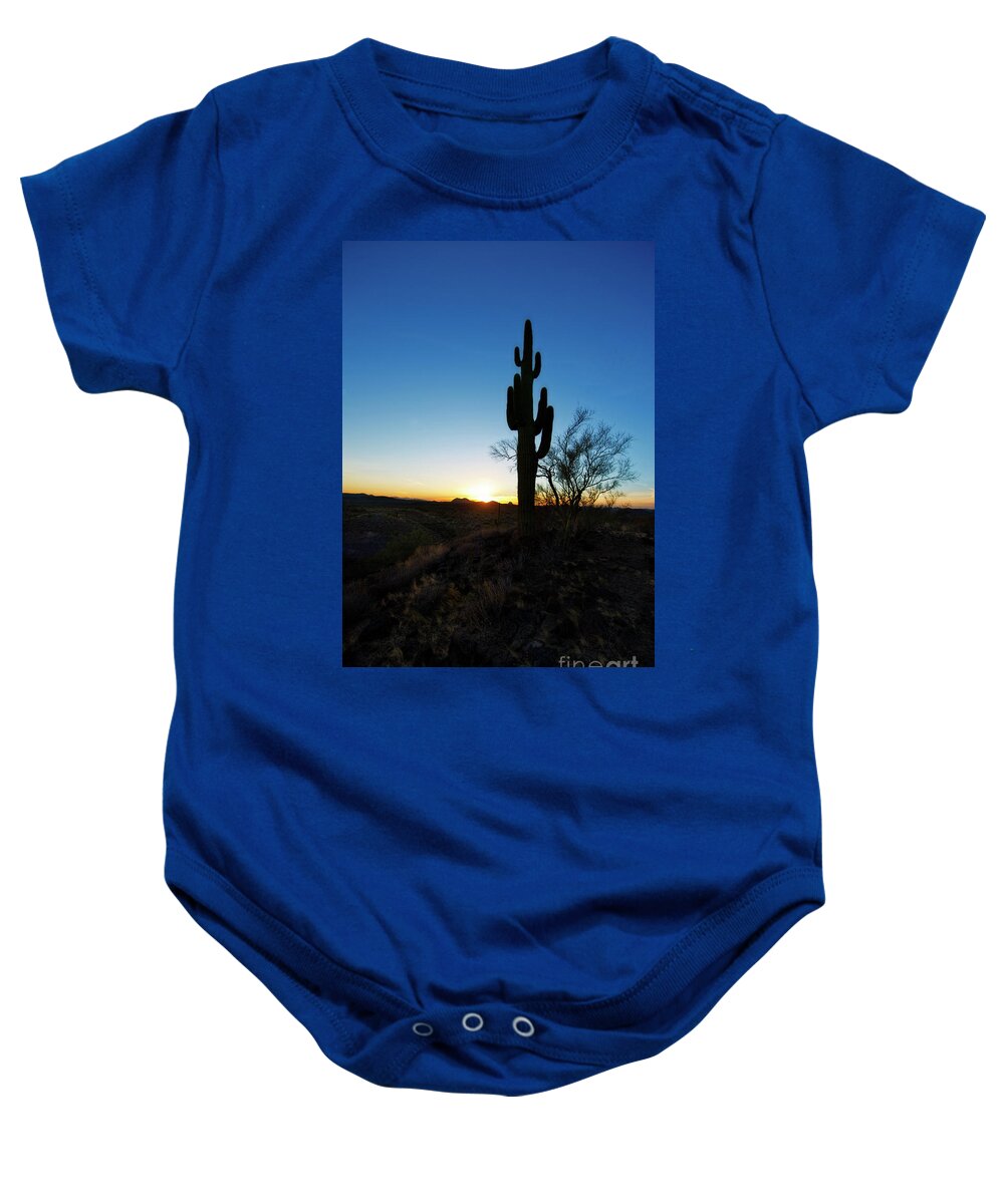 Cactus Baby Onesie featuring the photograph Cactus Silhouette Vertical by David Arment