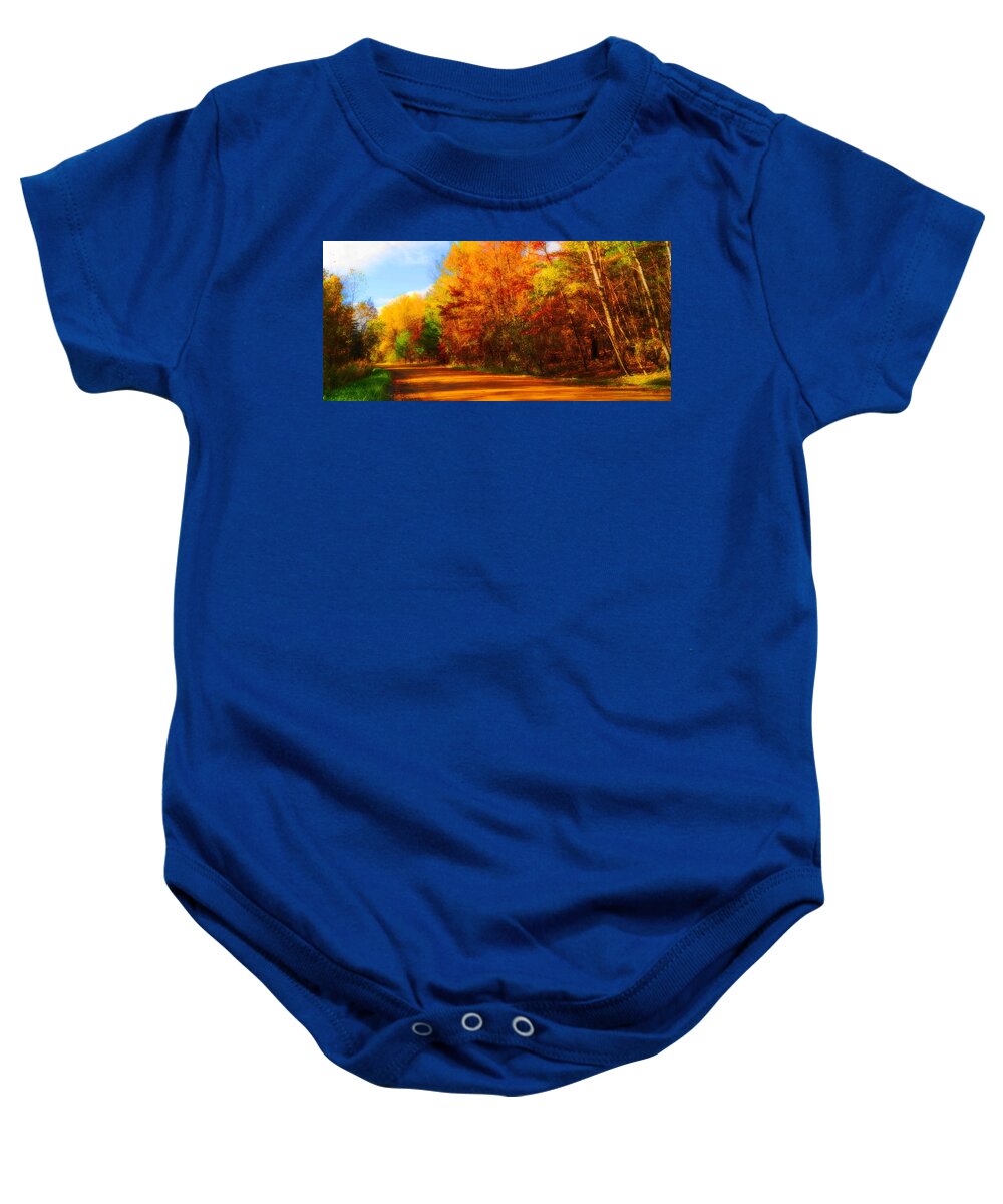 Fall Baby Onesie featuring the photograph Campfire Trail Fall by Daniel Thompson