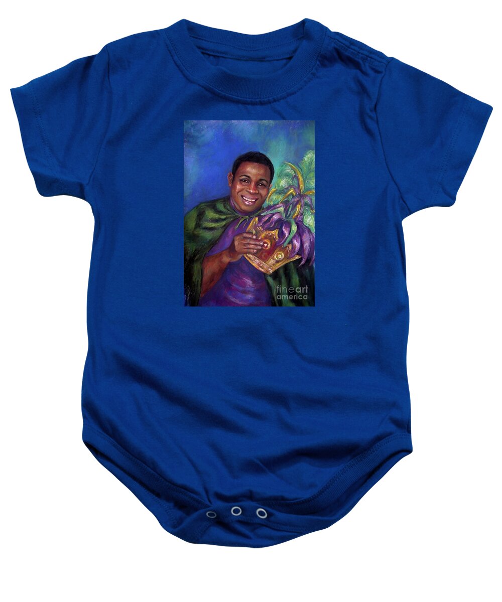 Pasel. Mardi Gras Baby Onesie featuring the painting Carnival Time by Beverly Boulet