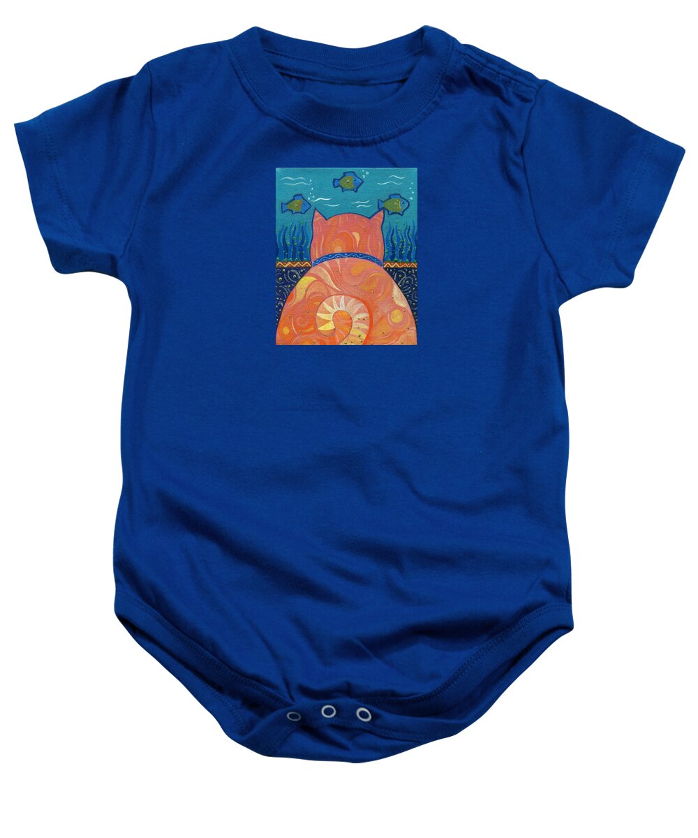 Cat Baby Onesie featuring the painting Cat Tales by Helena Tiainen